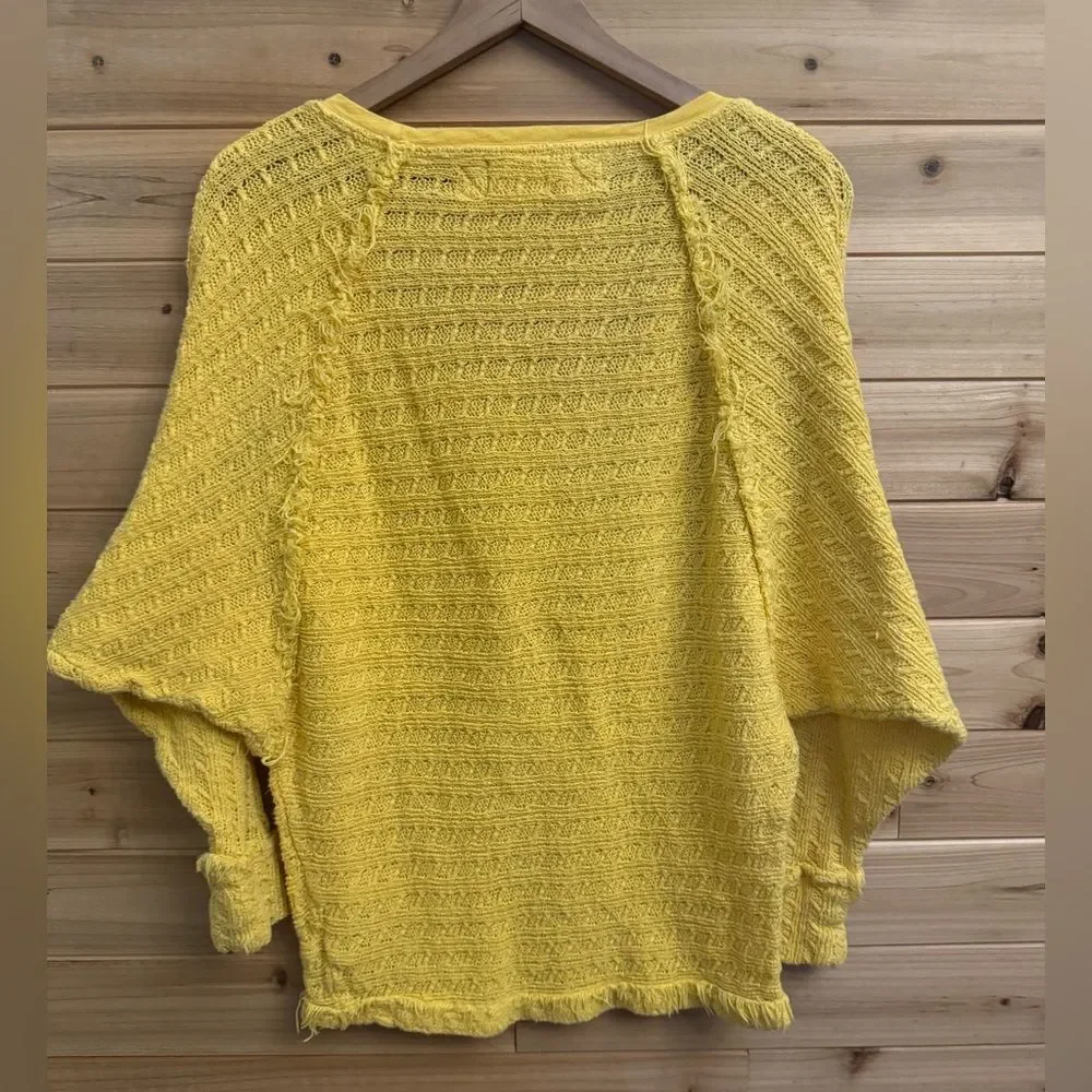 We The Free Size Medium Bright Yellow Thein Hacci V Neck Lightweight Sweater